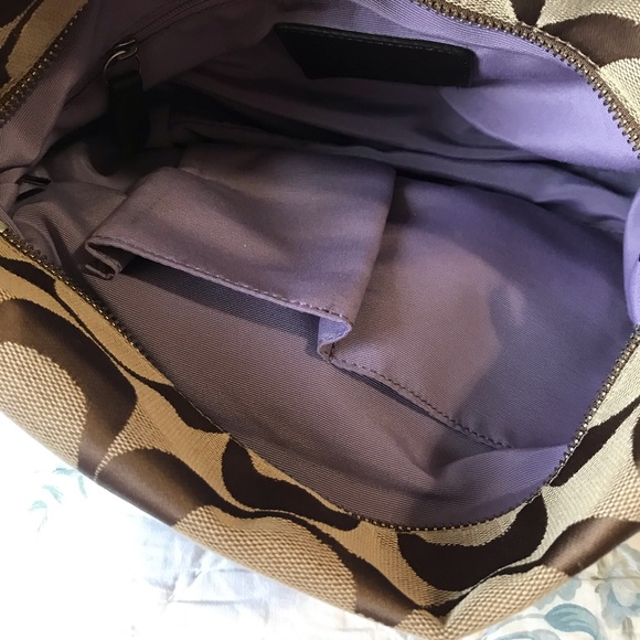 Coach Brown Signature Canvas Hobo Shoulder Purse - Picture 9 of 9